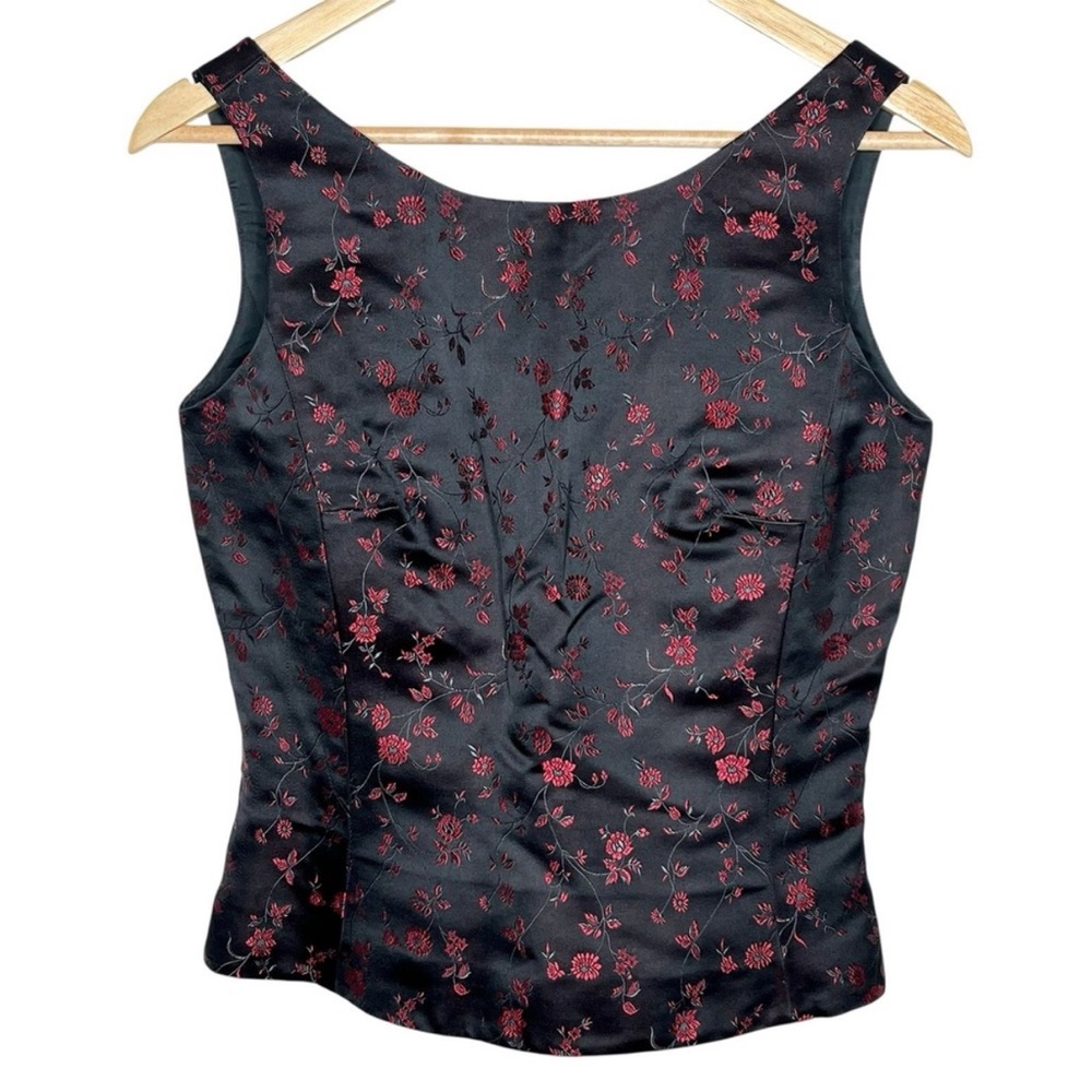 Ann Taylor Y2K Embroidered Silk Top Womens 4 Whimsigoth Vamp Fairy Grunge Floral